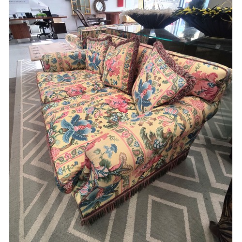 397 - SOFA, in a Country House style, with floral upholstery, 90cm D x 155cm W x 73cm H.