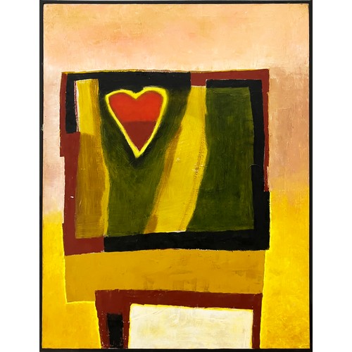 25 - MANNER OF JIM DINE, Heart on Green, oil on canvas, 102cm x 76cm, framed.