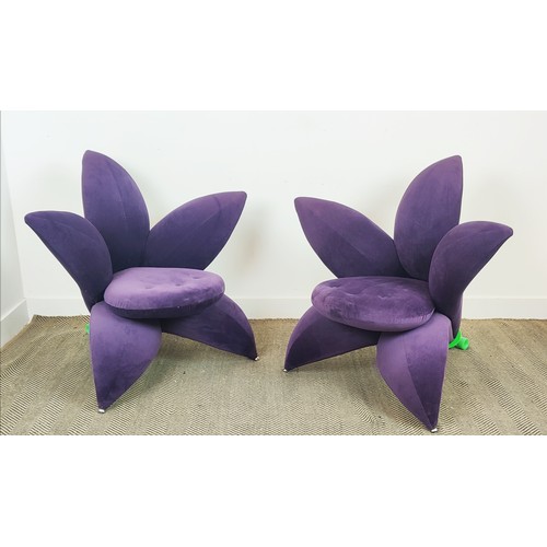 395 - MASANORI UMEDA MANNER CHAIRS, a pair, lily shaped design, 100cm x 92cm x 90cm approx.