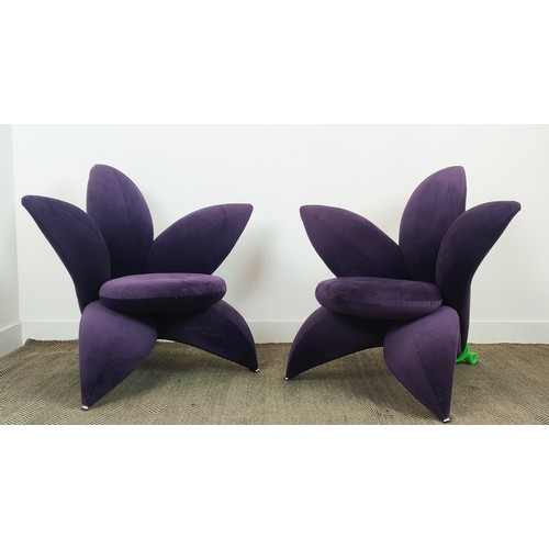 395 - MASANORI UMEDA MANNER CHAIRS, a pair, lily shaped design, 100cm x 92cm x 90cm approx.