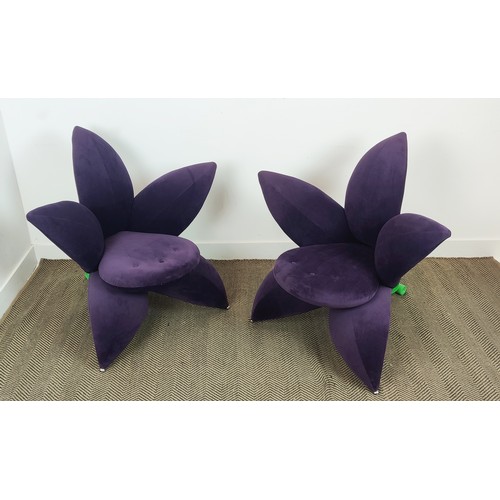 395 - MASANORI UMEDA MANNER CHAIRS, a pair, lily shaped design, 100cm x 92cm x 90cm approx.