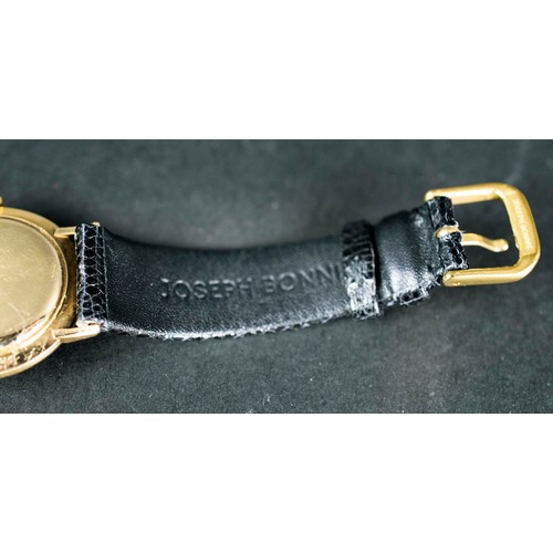 5A - LONGINES 9CT GOLD WRISTWATCH, 1959, 34mm (including crown), black lizard strap by 