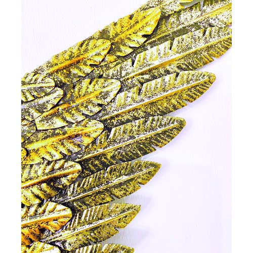 355 - ANGEL WING WALL RELIEF PLAQUES, gilt metal, 91cm H x 100cm W x 4cm D. (2)