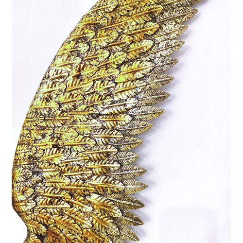 355 - ANGEL WING WALL RELIEF PLAQUES, gilt metal, 91cm H x 100cm W x 4cm D. (2)