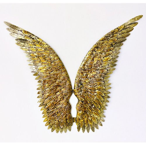 355 - ANGEL WING WALL RELIEF PLAQUES, gilt metal, 91cm H x 100cm W x 4cm D. (2)