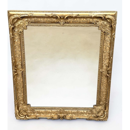 140 - WALL MIRROR, 19th century giltwood and gesso moulded rectangular with 