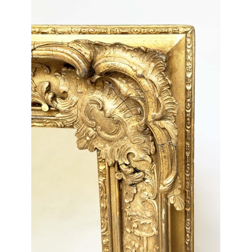 140 - WALL MIRROR, 19th century giltwood and gesso moulded rectangular with 