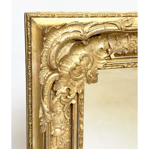 140 - WALL MIRROR, 19th century giltwood and gesso moulded rectangular with 