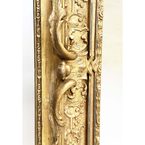 140 - WALL MIRROR, 19th century giltwood and gesso moulded rectangular with 