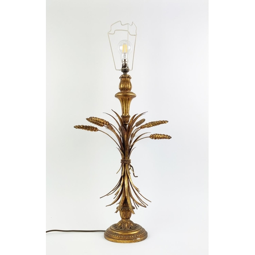 145 - A WHEATSHEAF TABLE LAMP, giltwood and gilt metal, 64cm high