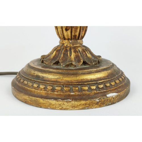 145 - A WHEATSHEAF TABLE LAMP, giltwood and gilt metal, 64cm high