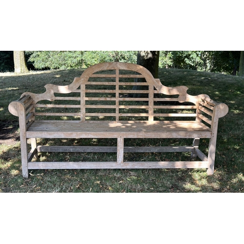 190 - LUTYENS STYLE GARDEN BENCH, a matching bench to previous lot, 105cm H x 200cm W.