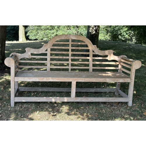 190 - LUTYENS STYLE GARDEN BENCH, a matching bench to previous lot, 105cm H x 200cm W.