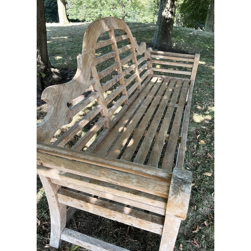 190 - LUTYENS STYLE GARDEN BENCH, a matching bench to previous lot, 105cm H x 200cm W.