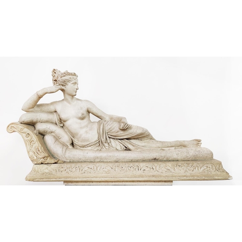 2 - ***WITHDRAWN*** CLASSICAL RECLINING FEMALE FIGURE ON DAYBED, marble effect along with a Parianware g... 