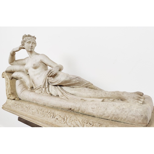 2 - ***WITHDRAWN*** CLASSICAL RECLINING FEMALE FIGURE ON DAYBED, marble effect along with a Parianware g... 