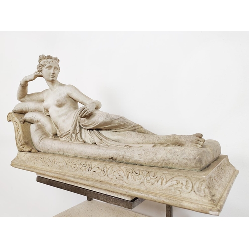 2 - ***WITHDRAWN*** CLASSICAL RECLINING FEMALE FIGURE ON DAYBED, marble effect along with a Parianware g... 