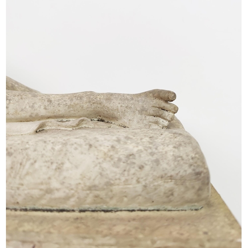 2 - ***WITHDRAWN*** CLASSICAL RECLINING FEMALE FIGURE ON DAYBED, marble effect along with a Parianware g... 