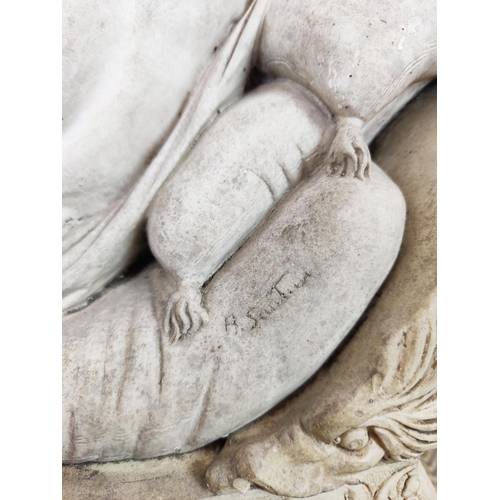 2 - ***WITHDRAWN*** CLASSICAL RECLINING FEMALE FIGURE ON DAYBED, marble effect along with a Parianware g... 