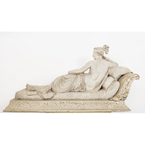 2 - ***WITHDRAWN*** CLASSICAL RECLINING FEMALE FIGURE ON DAYBED, marble effect along with a Parianware g... 