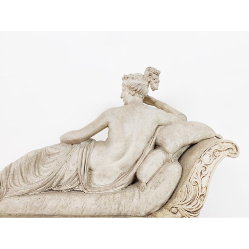 2 - ***WITHDRAWN*** CLASSICAL RECLINING FEMALE FIGURE ON DAYBED, marble effect along with a Parianware g... 