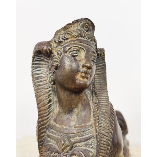 3 - CLASSICAL STYLE BRONZES, a sphynx, camel, Assyrian guardian and bust of Poseidon, 25cm H. (4)