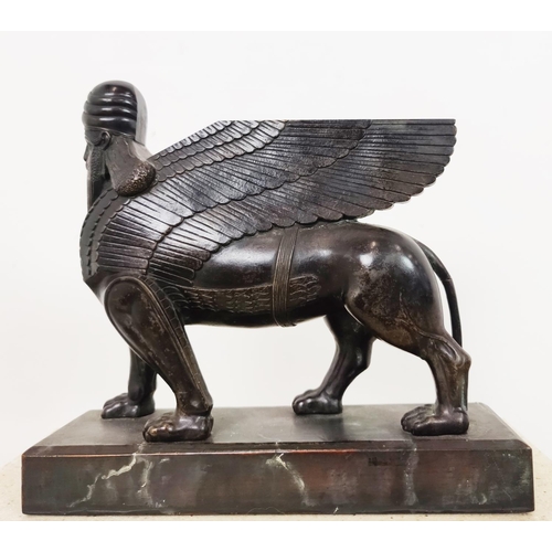 3 - CLASSICAL STYLE BRONZES, a sphynx, camel, Assyrian guardian and bust of Poseidon, 25cm H. (4)