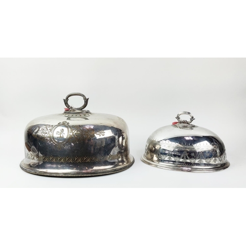 44 - TWO VICTORIAN SILVER PLATED MEAT DOMES, one by Elkington and the other by Goldsmiths Alliance, both ... 