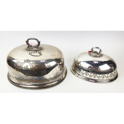 44 - TWO VICTORIAN SILVER PLATED MEAT DOMES, one by Elkington and the other by Goldsmiths Alliance, both ... 