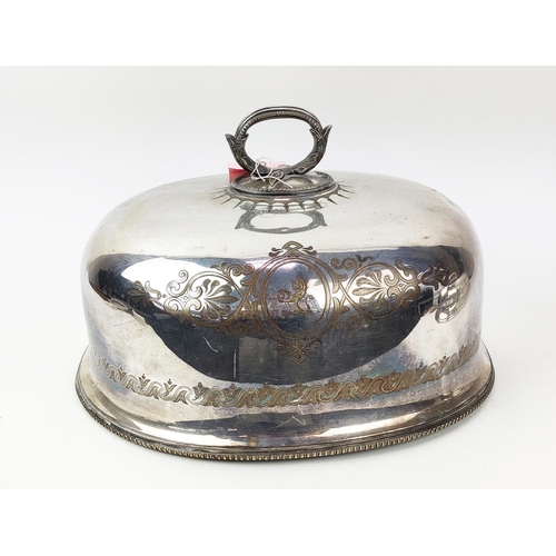 44 - TWO VICTORIAN SILVER PLATED MEAT DOMES, one by Elkington and the other by Goldsmiths Alliance, both ... 