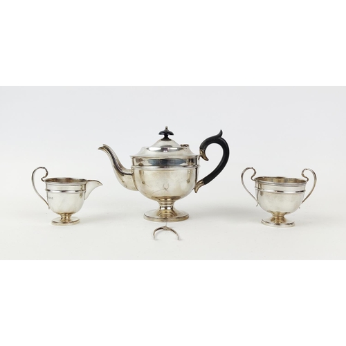 48 - GEORGE V THREE PIECE SILVER TEA SERVICE, London 1932, makers mark for Sir John Bennett Ltd, comprisi... 