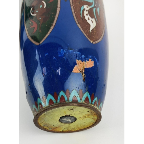 50 - CLOSOINNE VASE, blue ground A/F and another with lid, and a Chinese glazed vase. (3)