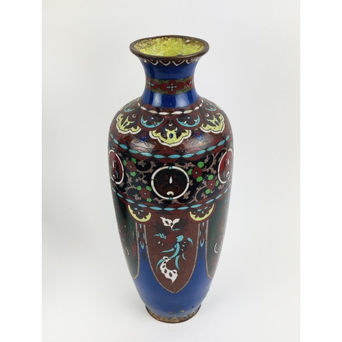 50 - CLOSOINNE VASE, blue ground A/F and another with lid, and a Chinese glazed vase. (3)