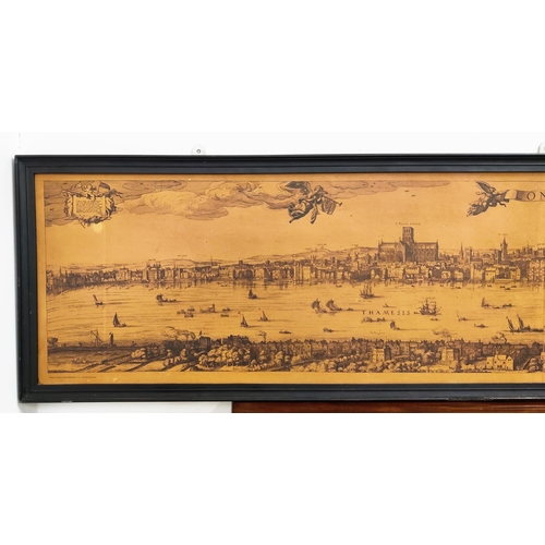 85 - AFTER CLAES VISSCHER (1586-1652), 'Panoramic view of London', 202cm x 47cm, framed.