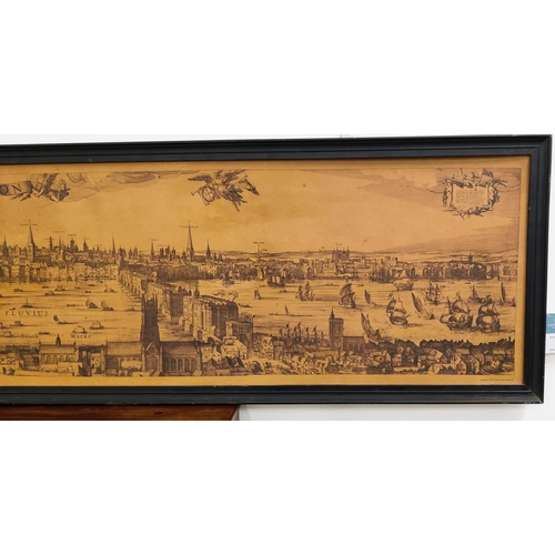 85 - AFTER CLAES VISSCHER (1586-1652), 'Panoramic view of London', 202cm x 47cm, framed.