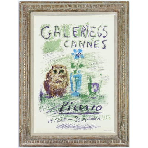 94 - PABLO PICASSO, Galerie 65, Cannes, original lithographic poster, 1956, printed by Mourlot, Paris, Fr... 