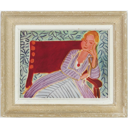 97 - AFTER HENRI MATISSE, Reclining young woman, off set lithograph, signed in the plate, French vintage ... 