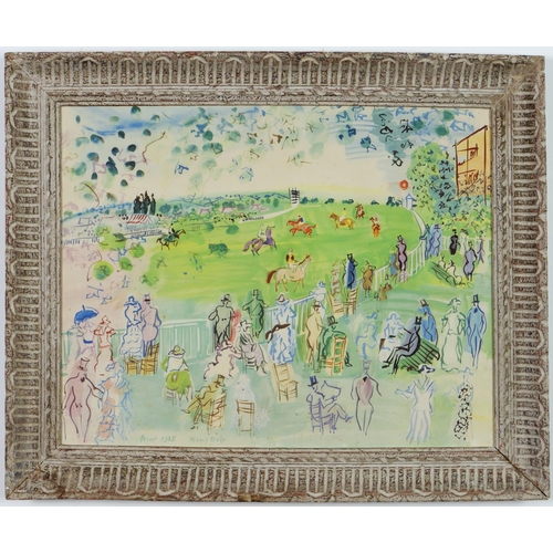 98 - RAOUL DUFY, Ascot, lithograph, signed in the plate, French Montparnasse frame, 63cm x 49cm.