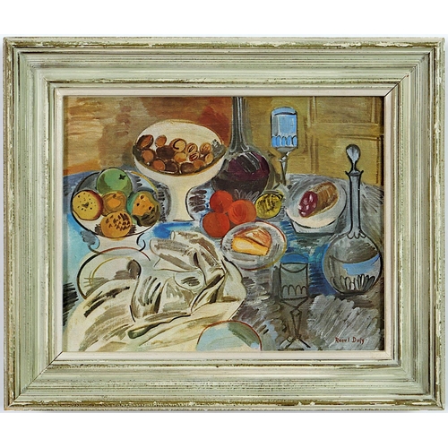 102 - AFTER RAOUL DUFY, still life, quadrichrome signed in the plate, French vintage frame, 26cm x 20cm.