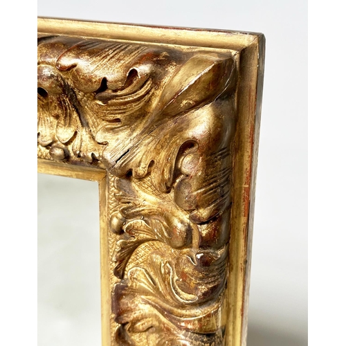 166 - WALL MIRROR, 19th century French carved giltwood, rectangular with acanthus leaf frame, 82cm H x 64c... 