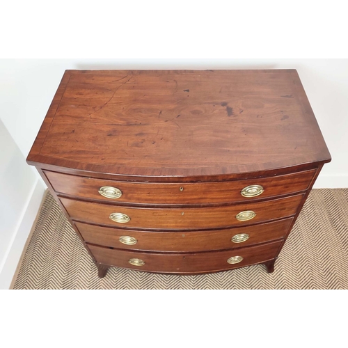 146 - BOWFRONT CHEST, George III mahogany and line inlaid, circa 1800, containing four drawers, 92cm H x 9... 