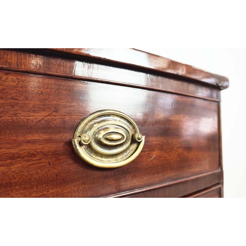 146 - BOWFRONT CHEST, George III mahogany and line inlaid, circa 1800, containing four drawers, 92cm H x 9... 