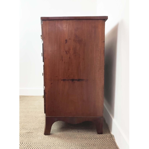 146 - BOWFRONT CHEST, George III mahogany and line inlaid, circa 1800, containing four drawers, 92cm H x 9... 