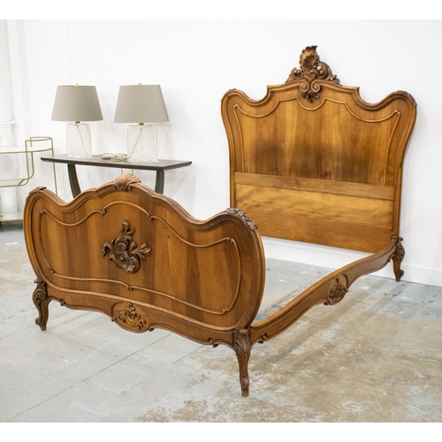 147 - BED, circa 1890, French walnut with carved ends and sides, 164cm H x 160cm W x 204cm L, internal 133... 