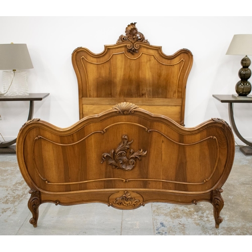 147 - BED, circa 1890, French walnut with carved ends and sides, 164cm H x 160cm W x 204cm L, internal 133... 