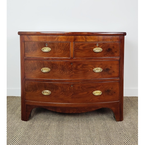 151 - BOWFRONT CHEST, 19th century mahogany of four drawers.