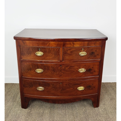 151 - BOWFRONT CHEST, 19th century mahogany of four drawers.