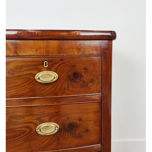 151 - BOWFRONT CHEST, 19th century mahogany of four drawers.