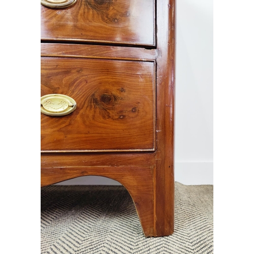 151 - BOWFRONT CHEST, 19th century mahogany of four drawers.