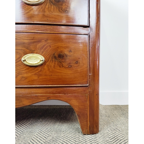 151 - BOWFRONT CHEST, 19th century mahogany of four drawers.